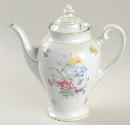 5873 Green Trim Coffee Pot & Lid