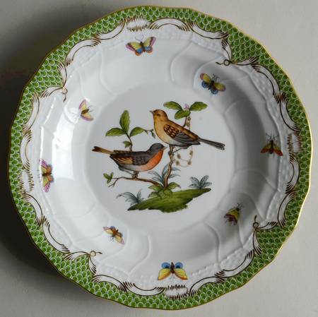 Rothschild Bird, Green Border (RO-ETV) Dessert/Pie Plate