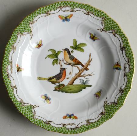 Rothschild Bird, Green Border (RO-ETV) Dessert/Pie Plate