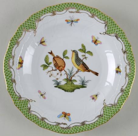 Rothschild Bird, Green Border (RO-ETV) Dessert/Pie Plate