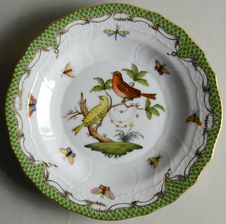 Rothschild Bird, Green Border (RO-ETV) Dessert/Pie Plate