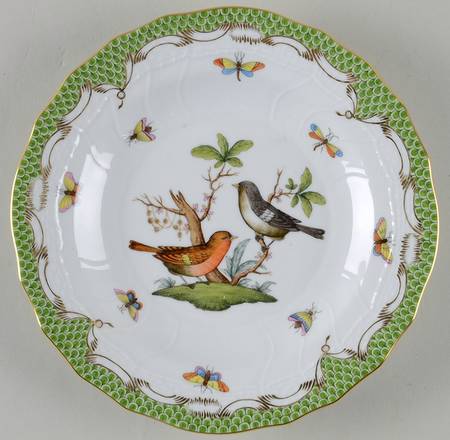 Rothschild Bird, Green Border (RO-ETV) Dessert/Pie Plate