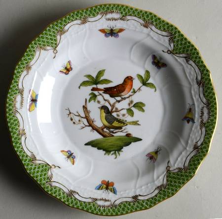 Rothschild Bird, Green Border (RO-ETV) Dessert/Pie Plate