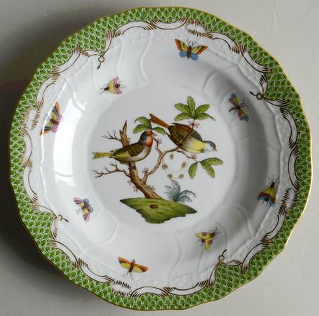 Rothschild Bird, Green Border (RO-ETV) Dessert/Pie Plate