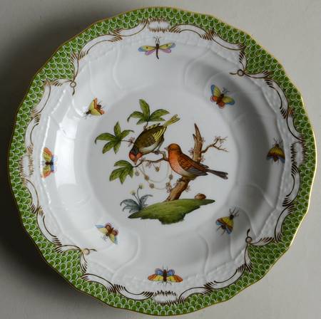 Rothschild Bird, Green Border (RO-ETV) Dessert/Pie Plate