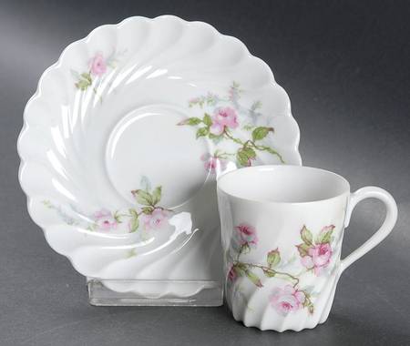 Sylvia White (Torse Shape, No Trim) Flat Demitasse Cup & Saucer Set