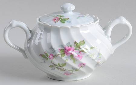 Sylvia White (Torse Shape, No Trim) Sugar Bowl & Lid