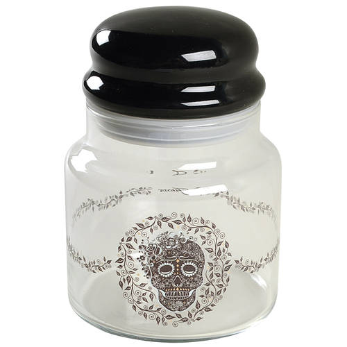 Fiesta Skull and Vine Glassware Treat Jar & Lid
