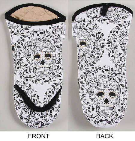 Fiesta Skull and Vine Cloth Oven Mitt