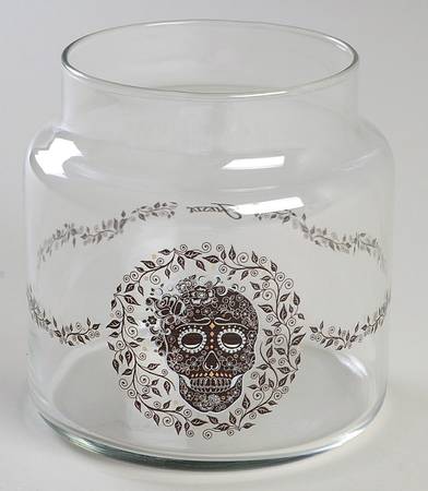 Fiesta Skull and Vine Glassware Treat Jar No Lid