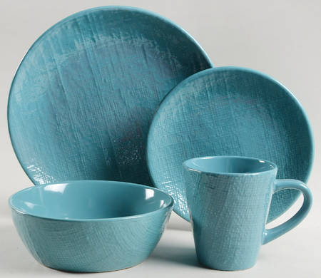 Burlap Aqua 4 Piece Place Setting