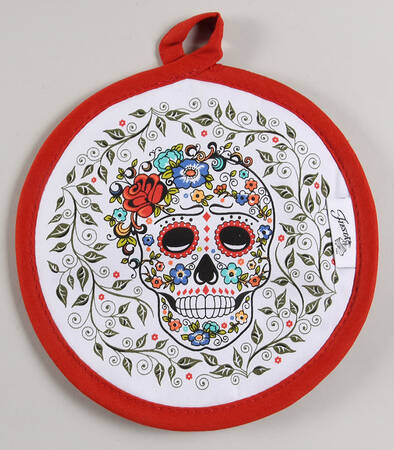 Fiesta Skull and Vine Sugar Cloth Potholder