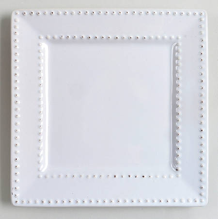 Beaded Square White Square Salad Plate