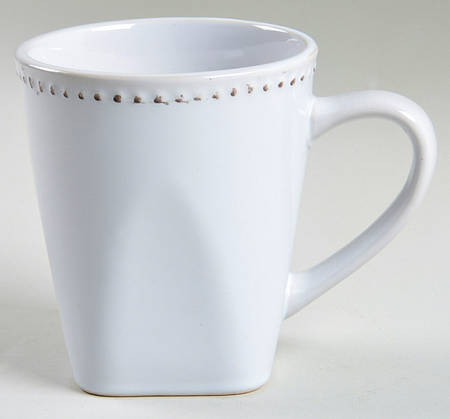 Beaded Square White Mug