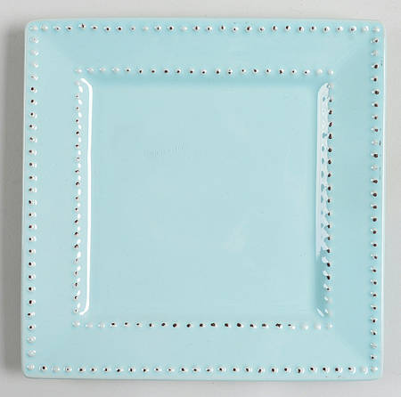 Beaded Square Aqua Square Salad Plate