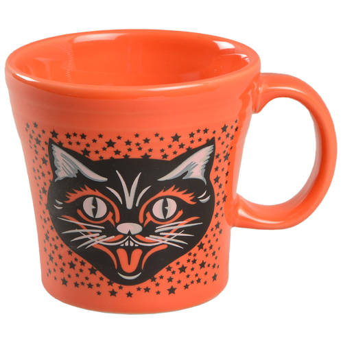 Fiesta Black Cat (Poppy Orange Body) Tapered Mug - Set of 4