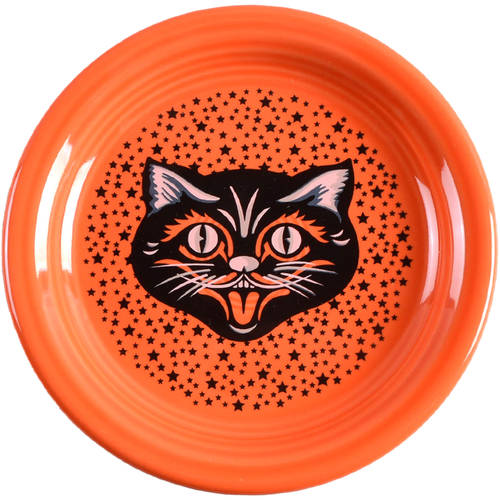 Fiesta Black Cat (Poppy Orange Body) Appetizer Plate by Homer Laughlin 