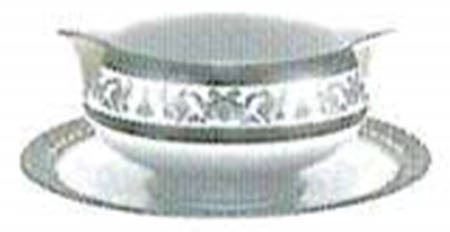 Couronne Imperiale Platinum & Ivory Gravy Boat with Attached Underplate