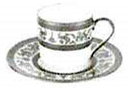 Couronne Imperiale Platinum & Ivory Flat Demitasse Cup & Saucer Set