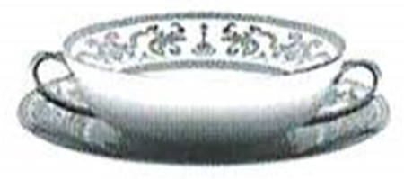 Couronne Imperiale Platinum & Ivory Flat Cream Soup Bowl & Saucer Set