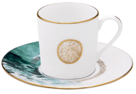 Ocean Bleu Flat Demitasse Cup & Saucer Set