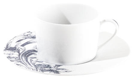 Stanislas Blue Grey Flat Cup & Saucer Set