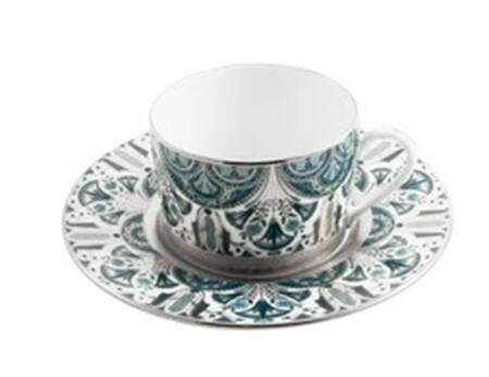 Reves du Nil Platinum Flat Cup & Saucer Set