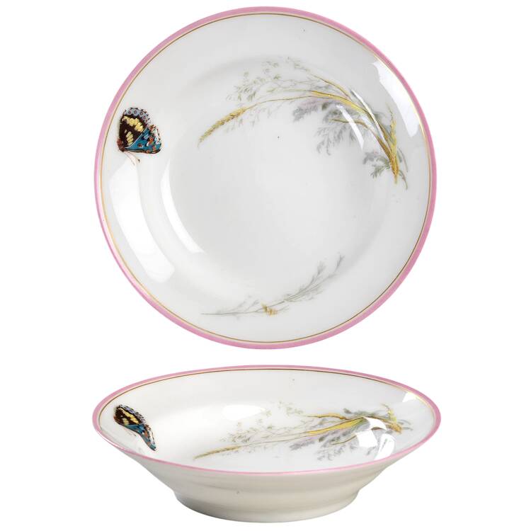 Meadow Visitors (Pink Trim) Fruit/Dessert (Sauce) Bowl
