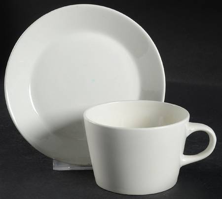 Teema White (IItala Stamp) Flat Cup & Saucer Set