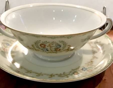 IMP21 Footed Cream Soup Bowl & Saucer Set