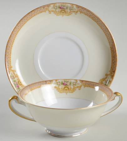 IMP5 Footed Cream Soup Bowl & Saucer Set