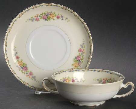 IMP8 Footed Cream Soup Bowl & Saucer Set