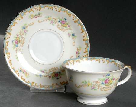 Jacqueline (Blue Edge) Footed Cup & Saucer Set