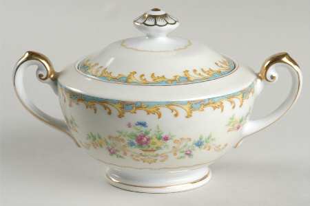 Jacqueline (Blue Edge) Sugar Bowl & Lid