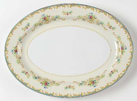 Jacqueline (Blue Edge) 14" Oval Serving Platter