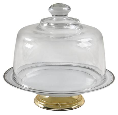 Sincerity 6 1/2"-7 1/2" Footed Cheese Plate w/ Glass Dome HC