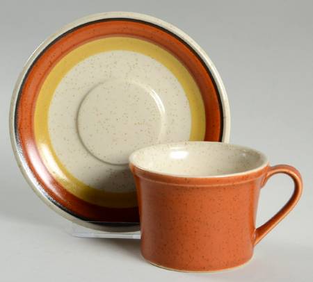 Tangerine Flat Cup & Saucer Set