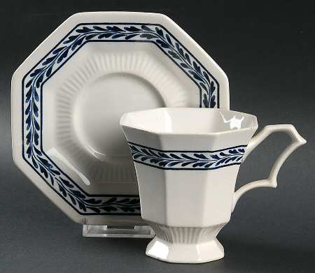 Blue Tulip Footed Cup & Saucer Set