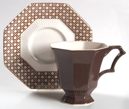 Cane Brown Footed Cup & Saucer Set