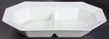 Independence White 11" Oval Divided Vegetable Bowl