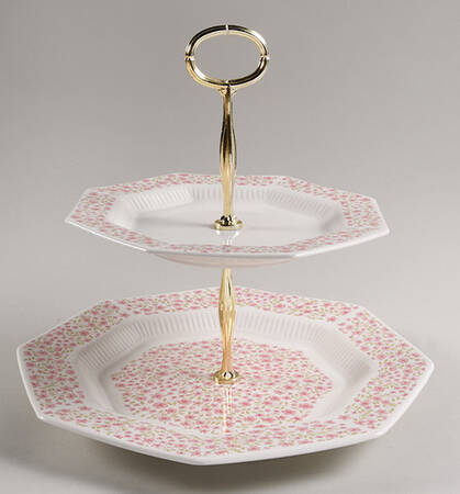Mary Jane 6 5/8"-10"  2 Tiered Serving Tray (Dp, Sp) HC
