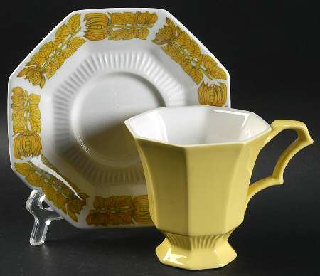 Yellow Bouquet Footed Cup & Saucer Set