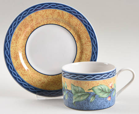 French Floral Flat Cup & Saucer Set