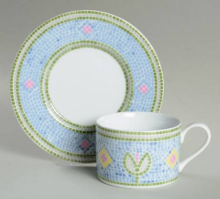 Napoli Blue Flat Cup & Saucer Set