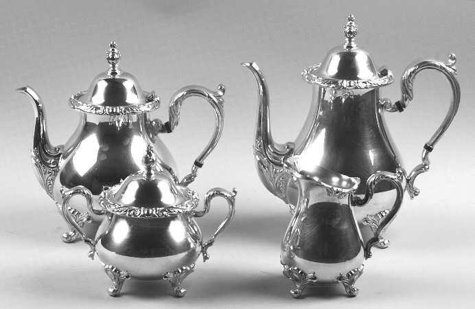 Rochelle (Silverplate, Hollowware) (4 Piece) Silverplate Tea Set