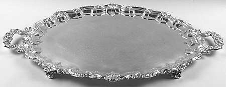 Shell and Scroll (Silverplate, Hollowware) 24" Large Footed Waiter Tray