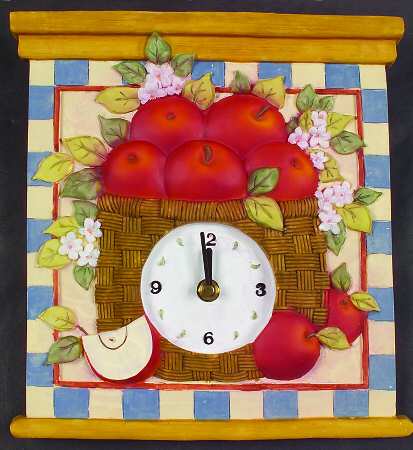 Apple Basket Hanging Wall Clock