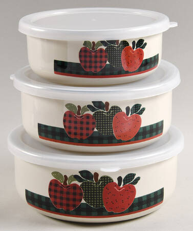 Applejack (3 Piece) Metal Bowl W/Plastic Lids (5", 6", 7")