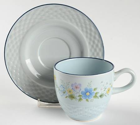 Blue Satin Flat Cup & Saucer Set