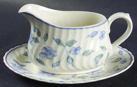 BRISTOL BLUE (Blue Trim) Gravy Boat & Underplate